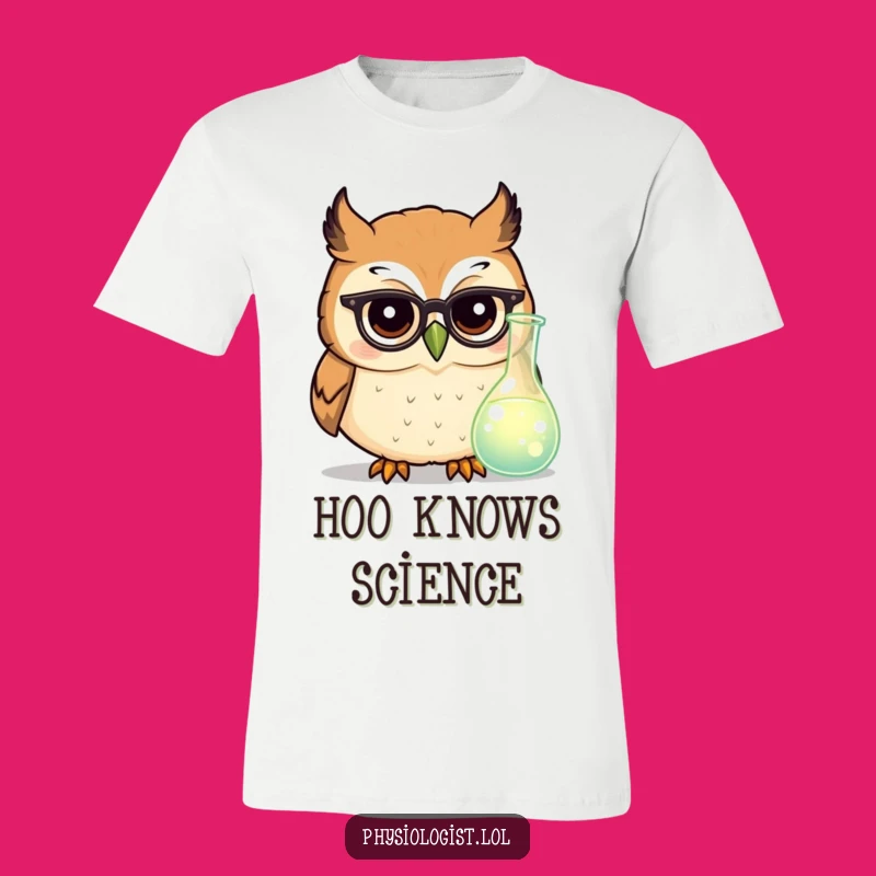 Funny Owl Scientist T-Shirt: Tiny Glasses & Beaker, Smart Humor Tee
