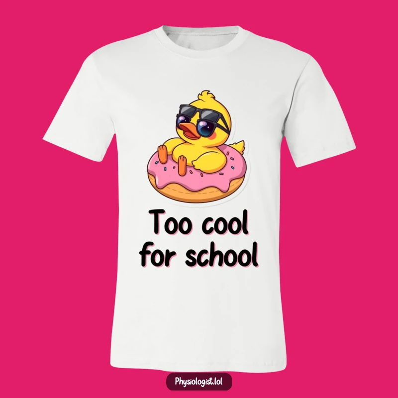 Funny Sunglasses Duck on Donut T-Shirt - Comical Relaxed Vibe Tee for Him Her
