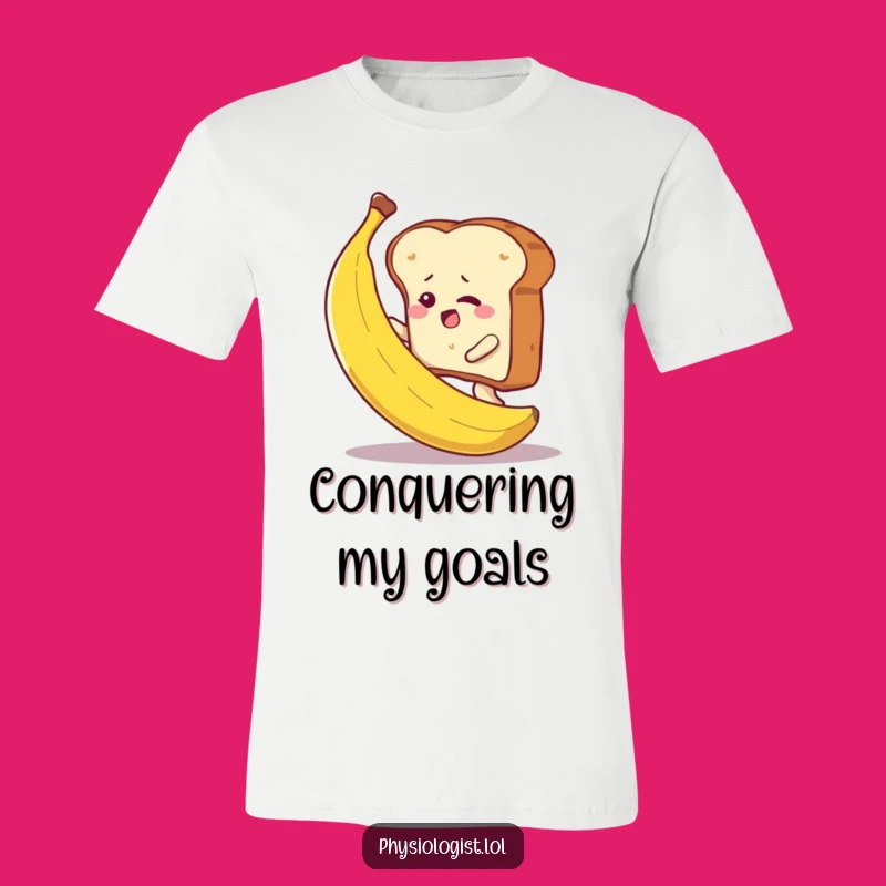 Funny Toast Climbing Banana T-Shirt - Comical Struggle Tee for Ambitious People