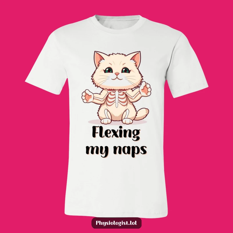 Funny Yoga Cat T-Shirt: Stretching Paws Muscle Diagram, Fitness Humor Tee