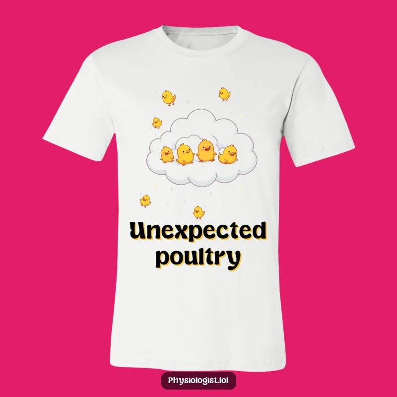 Funny Chicken Rain T-Shirt - Comical Cloud Design Tee for Quirky People