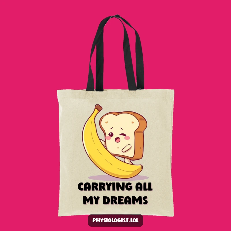 Funny Toast Climbing Banana Tote Bag - Quirky Comical Carryall Gift