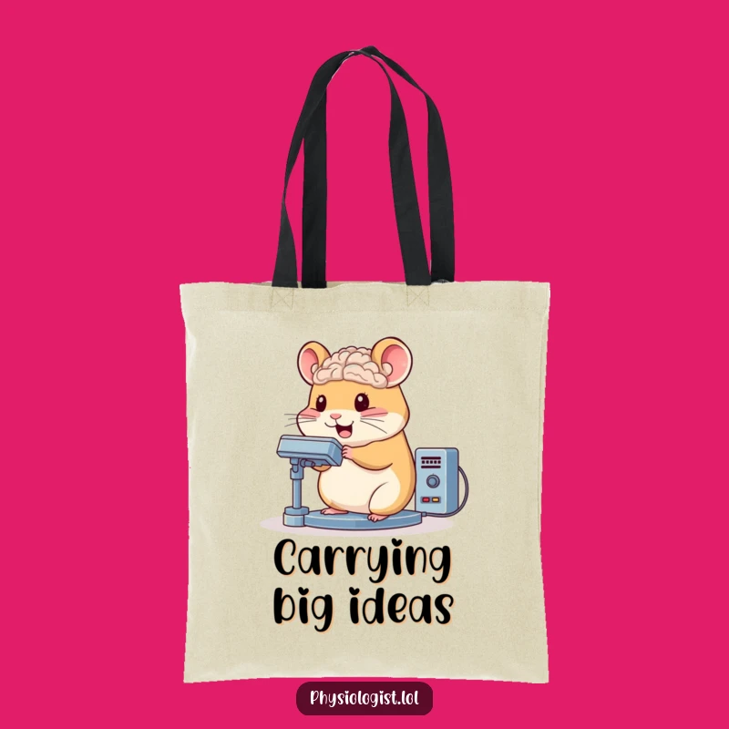 Funny Hamster Brain Scanner Tote Bag: Bouncing Accessory for Smart Outings