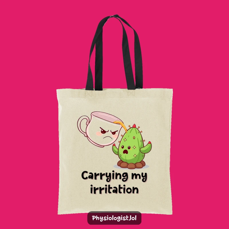 Funny Grumpy Teacup Tote Bag: Cactus Surprise Carry-All Funny Gift