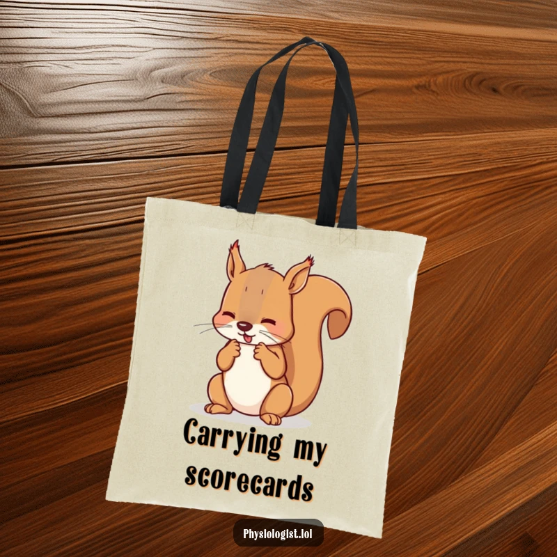 Funny squirrel referee tote bag with a squirrel counting imaginary fouls on its paws, practical and humorous for game days.