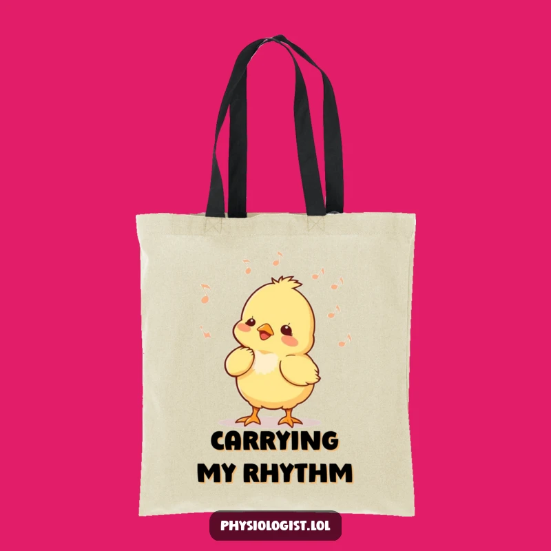 Funny Chick Music Tote Bag: Tiny Chick Bobbing Head Practical Funny Gift