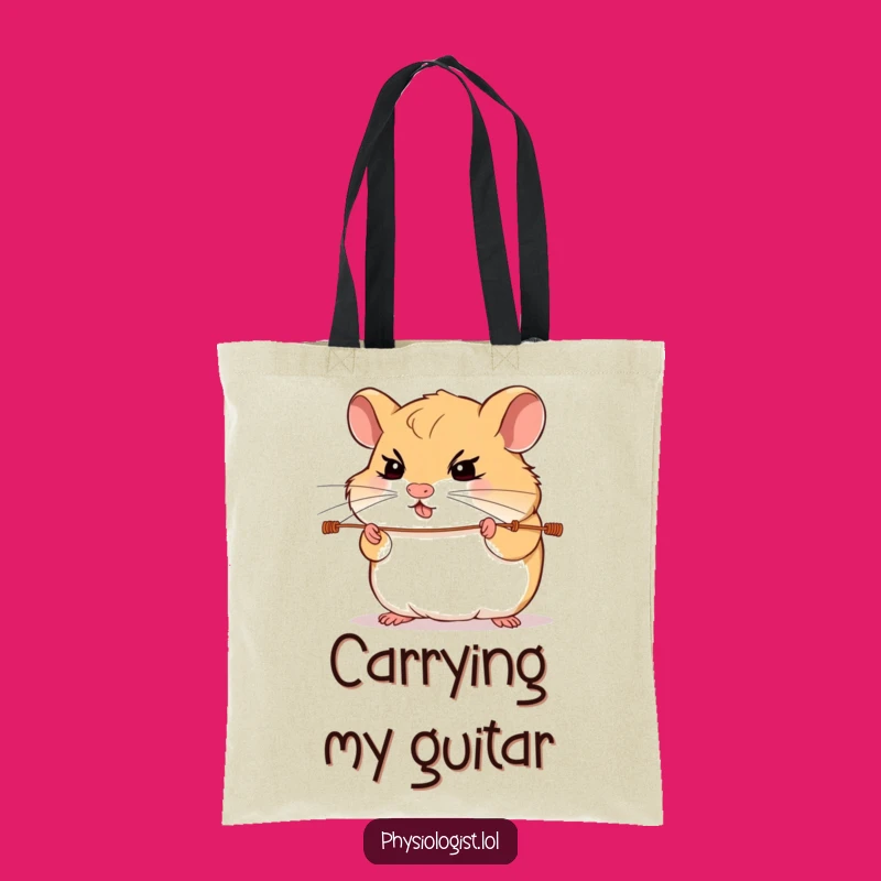 Funny Hamster Guitar Tote Bag: Determined Hamster Strings Practical Funny Gift