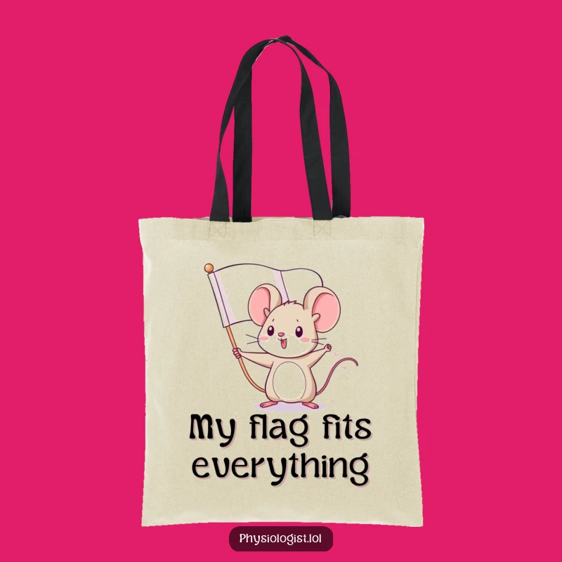 Funny Mouse Flag Tote Bag: Tiny Hero Carrier - Practical Humorous Gift