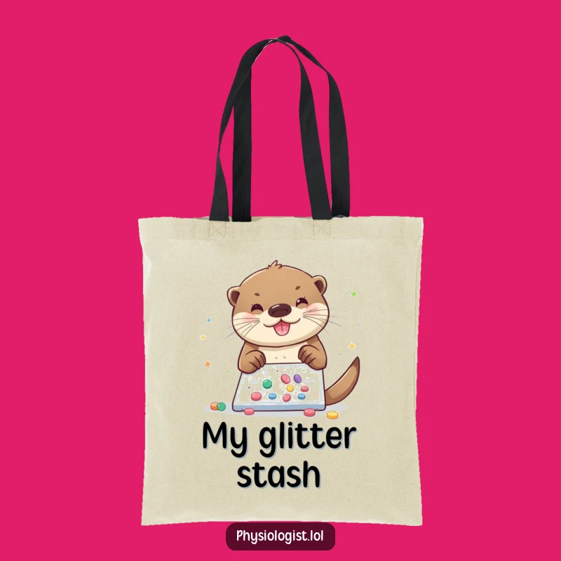 Funny Otter Glitter Lab Tote Bag: Carry Your Sparkle with Joy!